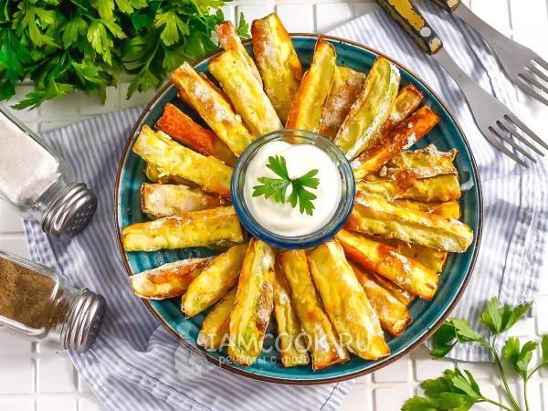 Фото блюда: Наггетсы из кабачков брусочками в духовке