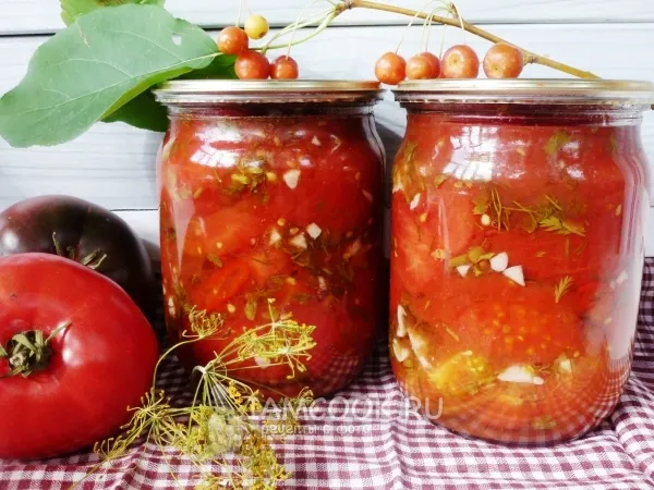 Фото блюда: Помидоры в собственном соку с чесноком