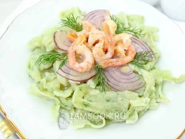 Фото блюда: Паста с креветками в сливочном соусе