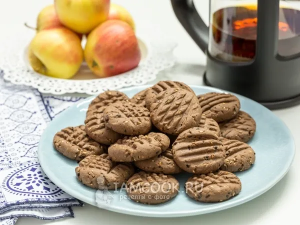 Фото блюда: Шоколадное печенье с кунжутом и кукурузной мукой