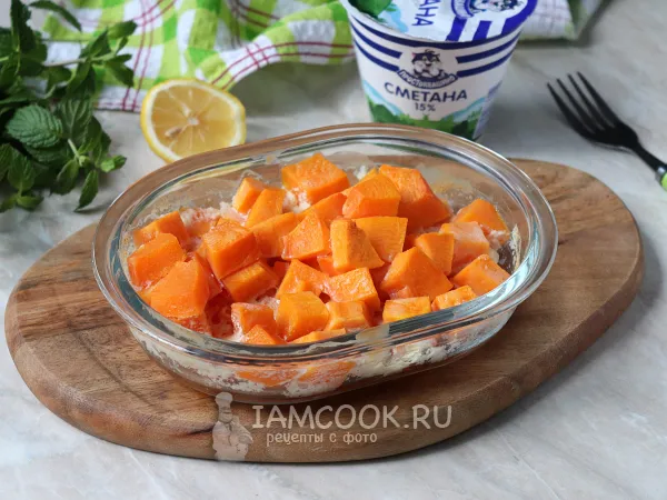 Фото блюда: Тыква, запечённая в сметане в духовке