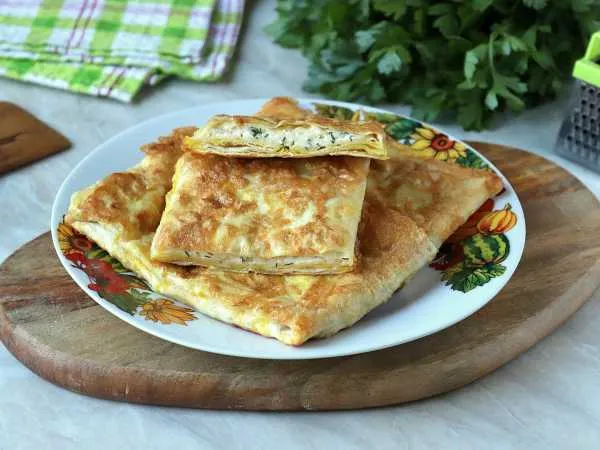 Фото блюда: Конвертики из лаваша с плавленым сыром