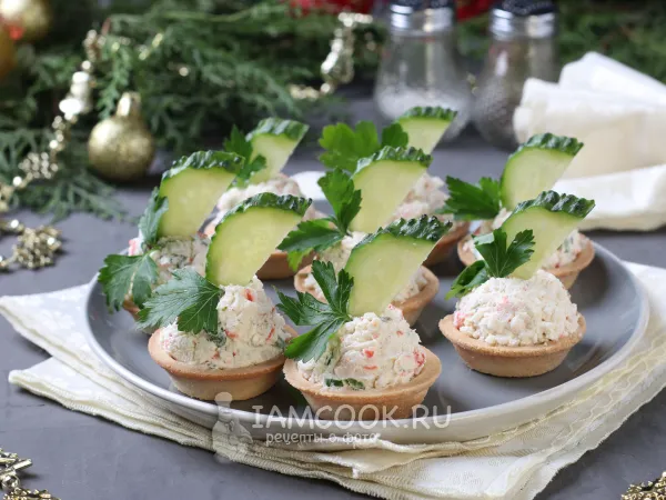 Фото блюда: Тарталетки с крабовыми палочками и творожным сыром