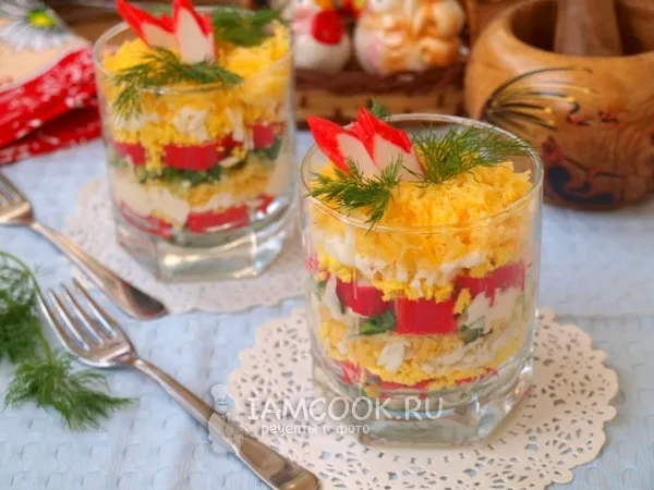 Фото блюда: Салат с крабовыми палочками и огурцом