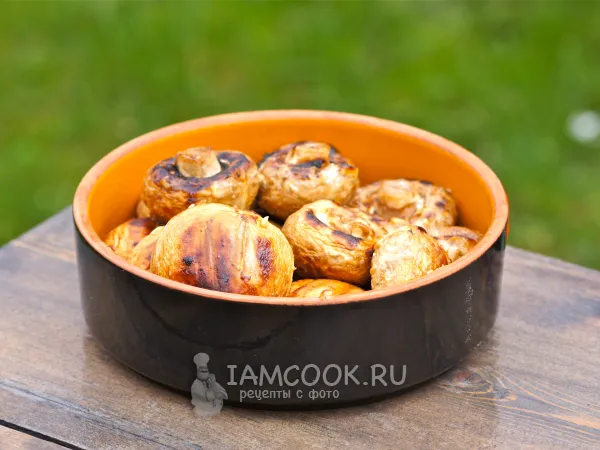 Фото блюда: Шампиньоны в майонезе и соевом соусе на гриле