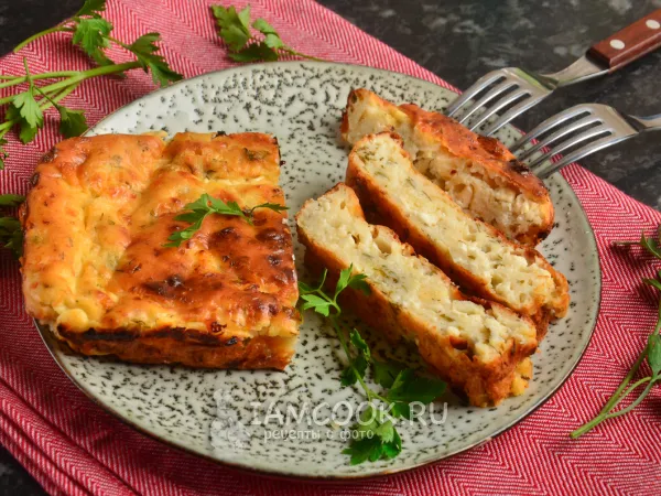 Фото блюда: Творожная запеканка с сыром и зеленью