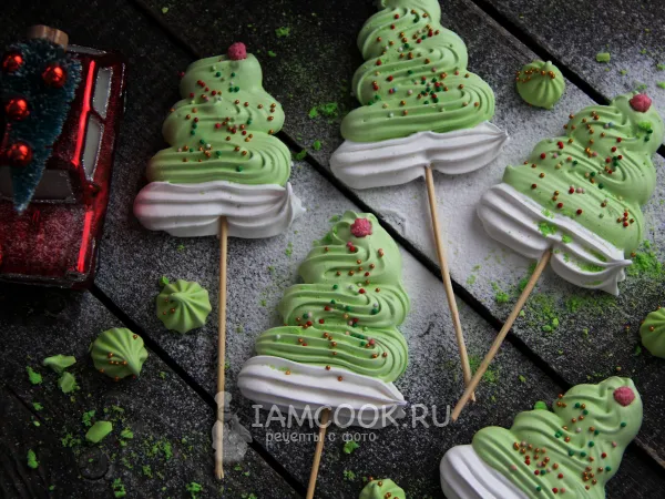 Фото блюда: Меренги «Новогодние елочки»