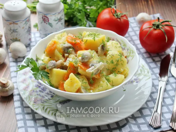 Фото блюда: Жаркое с грибами в мультиварке