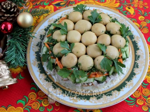 Фото блюда: Салат «Грибная полянка» с морковью по-корейски