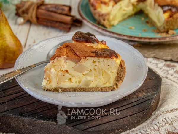 Фото блюда: ПП пирог с грушей и творогом