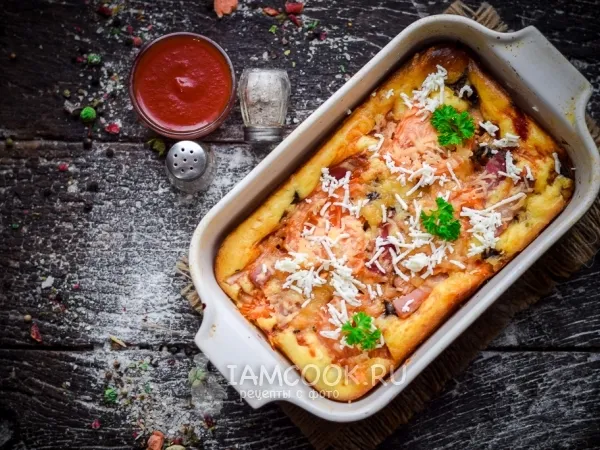 Фото блюда: Пицца из жидкого теста в духовке