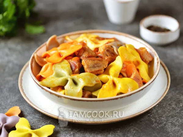 Фото блюда: Макароны с грудинкой на сковороде