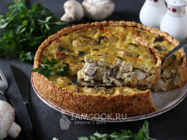 Фото блюда: Киш с индейкой и грибами
