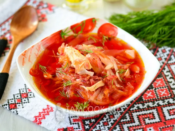 Фото блюда: Борщ без картошки (с курицей)