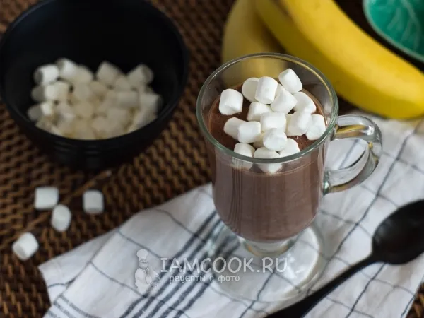 Фото блюда: Шоколадно-овсяный коктейль с бананом