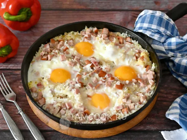 Фото блюда: Рис с ветчиной и яйцом