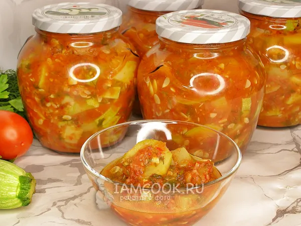 Фото блюда: Кабачки с соусом сацебели на зиму