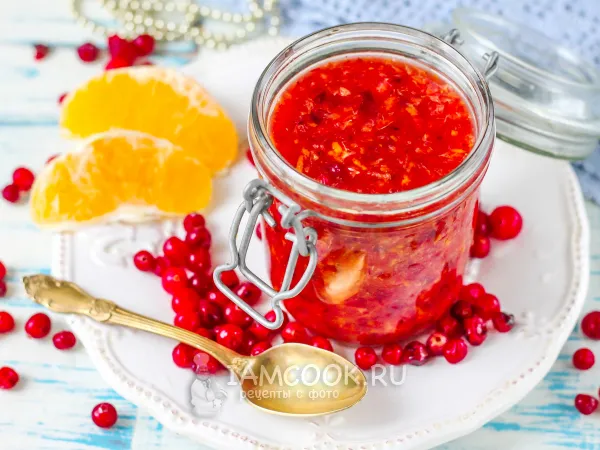 Фото блюда: Клюква с сахаром и апельсином на зиму