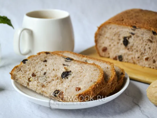 Фото блюда: Хлеб с сухофруктами и орехами в хлебопечке