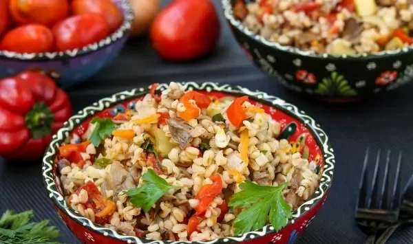 Фото блюда: Булгур с овощами и грибами