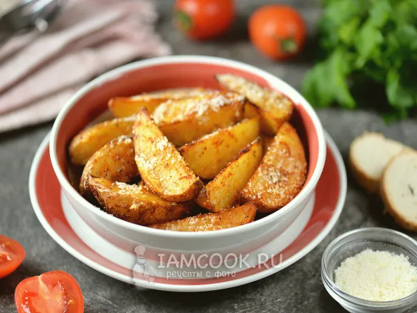 Фото блюда: Картошка по-деревенски с сыром в духовке