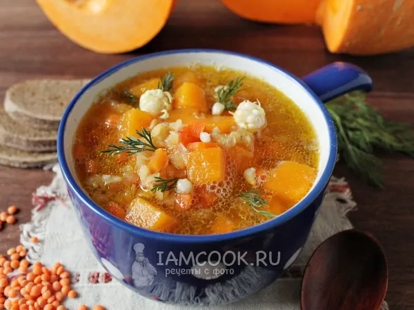 Фото блюда: Суп с тыквой и чечевицей