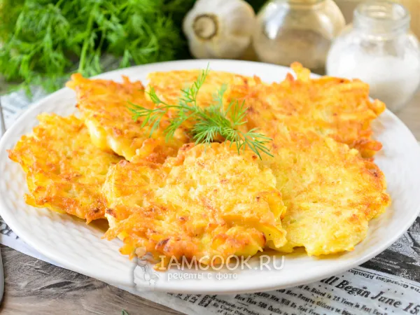 Фото блюда: Драники с луком и чесноком