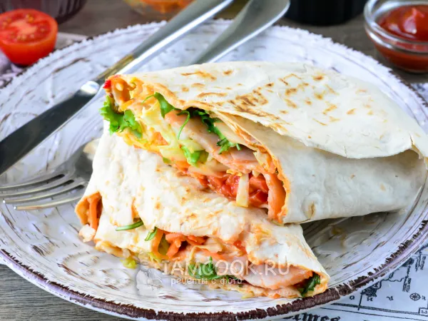 Фото блюда: Шаурма с ветчиной и сыром