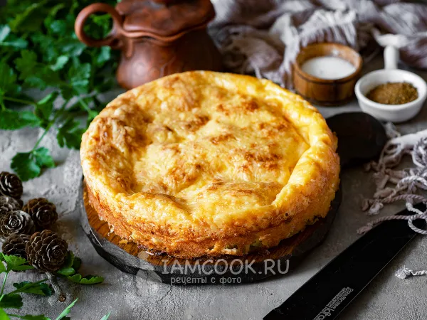 Фото блюда: Заливной пирог с капустой на кислом молоке