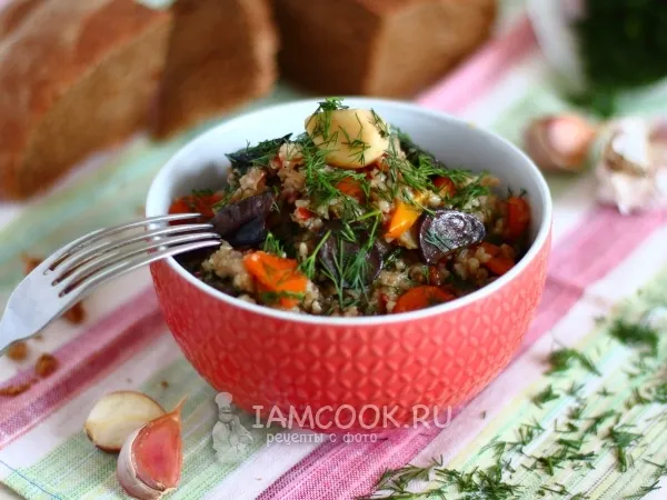 Фото блюда: Постный плов с грибами в мультиварке