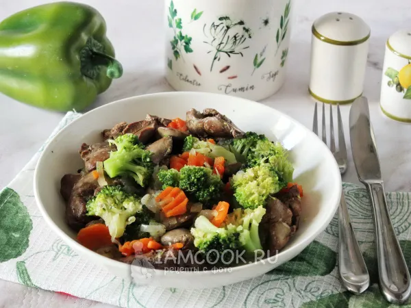 Фото блюда: Брокколи с куриной печенью