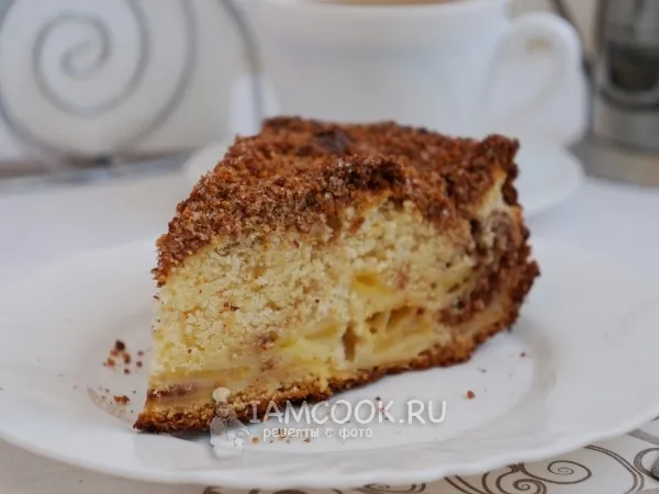 Фото блюда: Сметанный яблочный пирог с корицей и миндалем