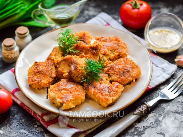 Фото блюда: Хек в сырной панировке на сковороде