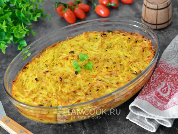 Фото блюда: Картофельная запеканка из тертого картофеля