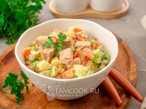 Фото блюда: Салат Оливье с тунцом (постный)