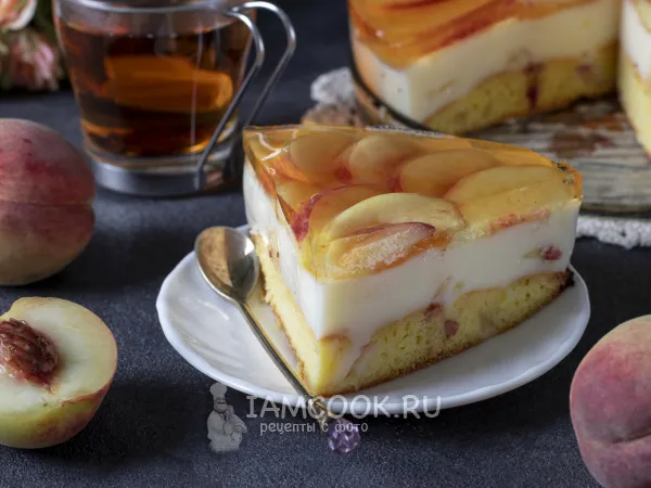 Фото блюда: Йогуртовый торт с персиками