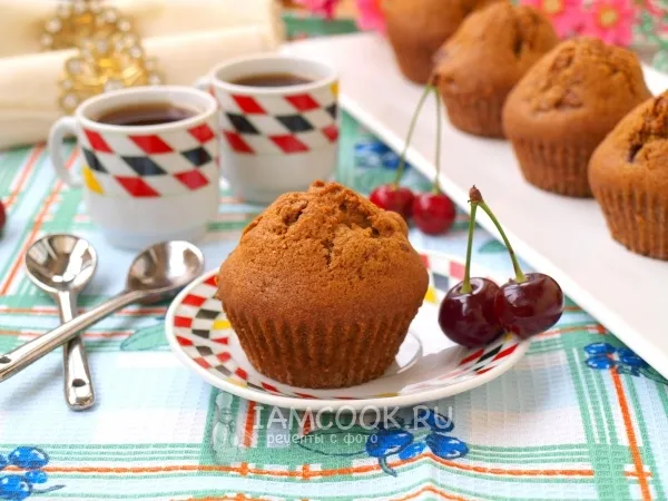 Фото блюда: Кофейные кексы с вишней