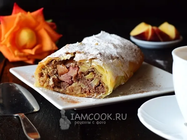 Фото блюда: Яблочный штрудель из теста фило