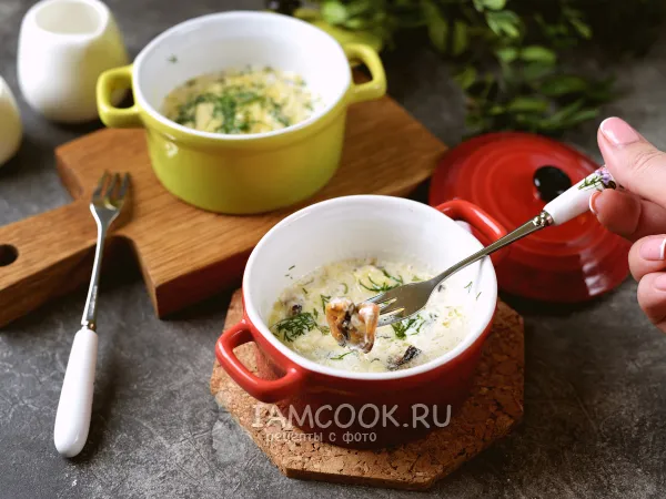 Фото блюда: Мидии в сливочно-чесночном соусе в духовке