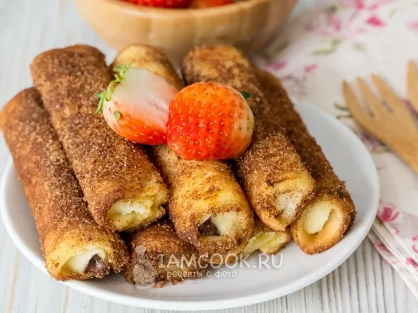 Фото блюда: Хлебные трубочки с Нутеллой