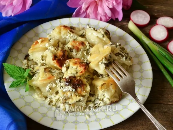 Фото блюда: Пельмени в сметане в духовке