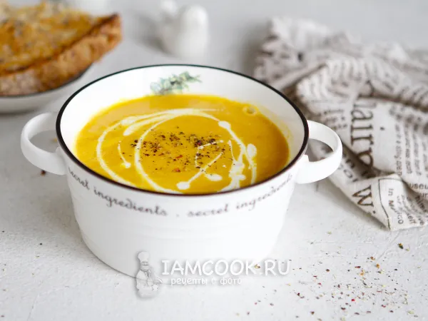Фото блюда: Тыквенный суп с имбирем и сливками