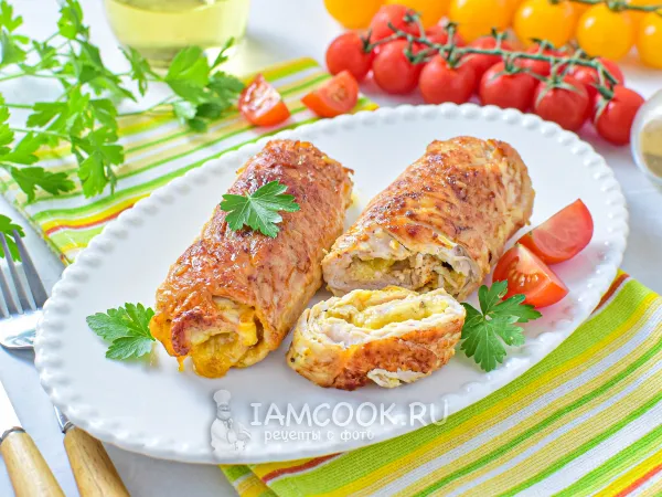 Фото блюда: Рулетики из индейки с сыром в духовке