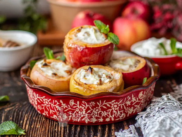 Фото блюда: Запеченные яблоки с йогуртом