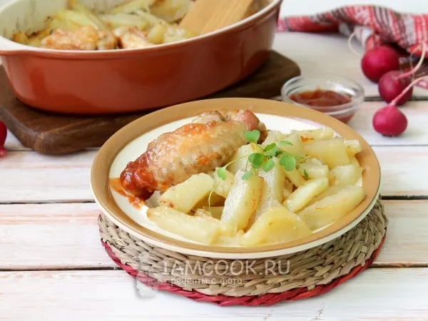 Фото блюда: Куриные крылышки с картошкой