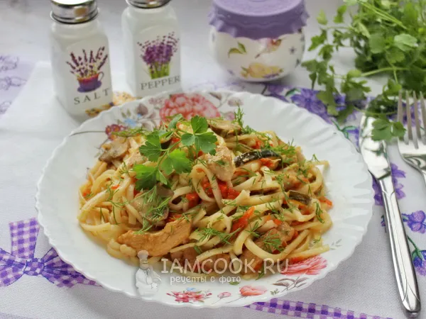 Фото блюда: Лапша удон со свининой в соусе терияки