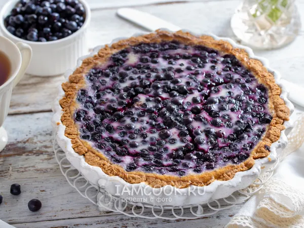 Фото блюда: Финский черничный пирог со сметанной заливкой