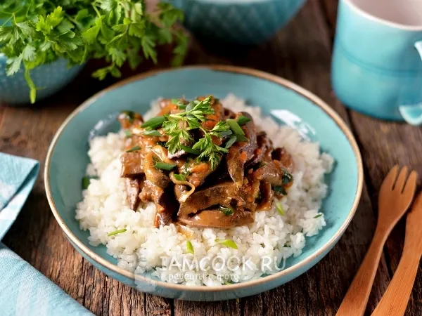 Фото блюда: Жареная свиная печень с подливой