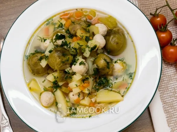 Фото блюда: Суп с брюссельской капустой и фрикадельками