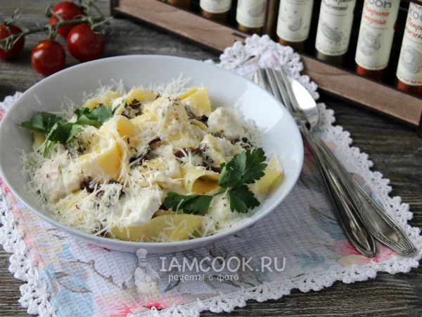 Фото блюда: Паппарделле с курицей и грибами